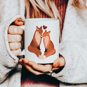 Tasse Fuchs Liebe Paartasse Fox Couple Coffee Mug - Cottagecore Tasse Kaffeetasse - Reisebecher Füchse Mug - Coffee Mug Herbst Cozy