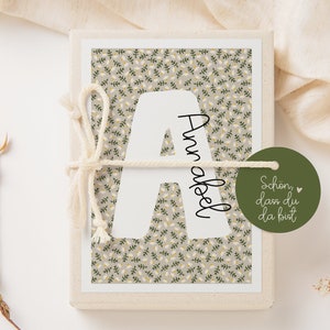 Geschenkschachtel zur Geburt Name Initialen - Geldgeschenk Baby neue Eltern - personalisiertes Geburtsgeschenk Baby