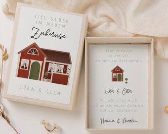 Geschenkschachtel zum Einzug Schwedenhaus - personalisiertes Geschenk Umzug - Geldgeschenk Einzug - Einzugsgeschenk Neues Haus