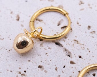 Boucles D'oreilles Pendantes Pomme Golden - Occasion Très Bon état, Résine, Dormeuses
