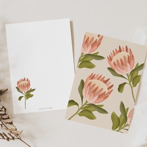 Postkarte Blume Protea Boho Botanische Grußkarte Protea - Dankeskarte neutral Boho Flower - Illustration Blume Karte