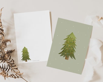 Christmas card Christmas tree A6 - Christmas greeting card fir tree - winter forest Christmas card - greeting card Christmas time - postcard branch