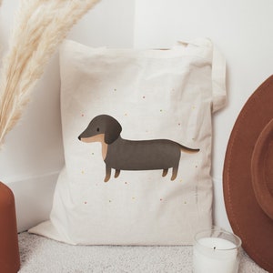 Fabric bag Dachshund dog dog breed jute bag pet library bag dogs gift bag dachshund confetti bag jute bag books image 3