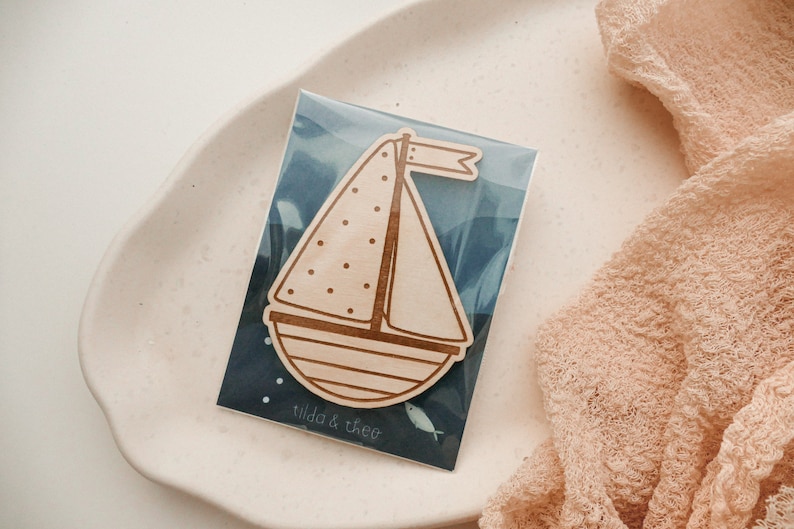 XL magnet ship made of wood gift baptism gift inauguration fridge magnet boat communion gift boat magnet image 7