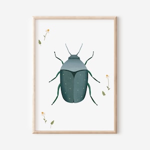 Poster Käfer Kinderzimmer Kinderposter Tiere - Babyzimmer Poster - Poster Wiese Kinderzimmer - Geschenk Geburt