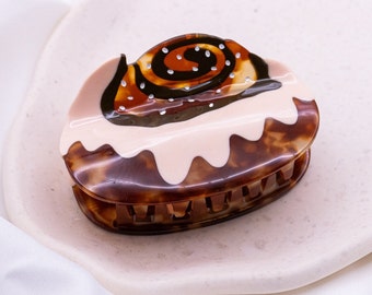 Hair clip cinnamon roll hair claw Sweden - Hairclip funny hair accessory - Gift Cinnamon Bun Clip Hair Clip Cellulose Acetate