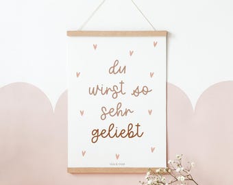 Children's room poster "You are loved" - Pink love poster for a baby's room - Gift for a girl's nursery - Gift for a newborn