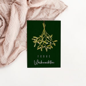 Christmas card mistletoe A6 Christmas greeting card green Christmas card winter greeting card Christmas time postcard branch image 9