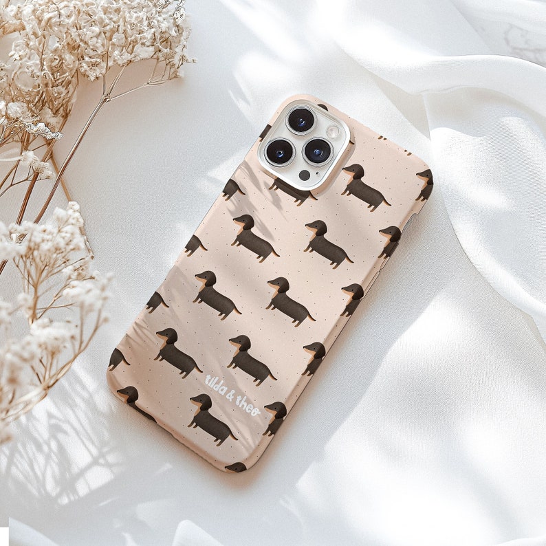 Dachshund Phone Case for iPhone Hard Case Cover Funny Phone Case Dog Dog Pattern Phone Case Dachshund Gift for Girlfriend image 1