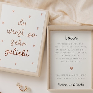 Geschenkschachtel zur Geburt "du wirst geliebt" - Geldgeschenk Baby neue Eltern - personalisiertes Geburtsgeschenk Baby