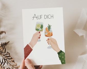 Postcard Celebration "To You" Toast Drinks New Year's Eve - Postcard Birthday Girlfriend New Year Gift Card Cocktails Cheers Sparkling Wine Postcard