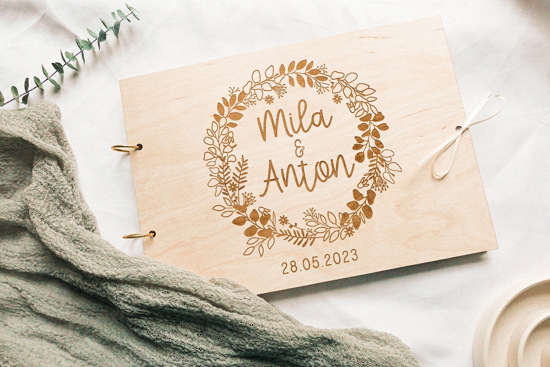 Wedding Guest Book Made of Wood - Guest Book With Removable Pages ...