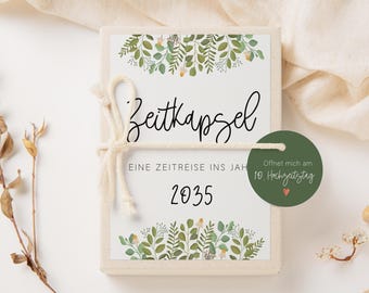 Zeitkapsel Hochzeit zum Ausfüllen Eukalyptus Karten in A6 - kreative Alternative zum Gästebuch - Fragekarten zum Ausfüllen Hochzeit