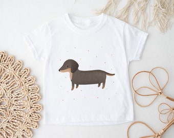 Kinder T-Shirt Dackel BIOBAUMWOLLE Niedliches Hunde Shirt für Kinder - Cottagecore Shirt Kleidung Dachshund Gift Hund Shirt Kindershirt