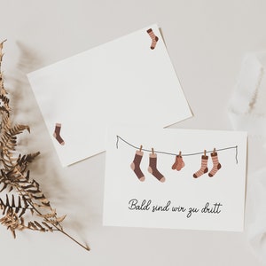 Postkarte Schwangerschaft Ankündigung - A6 Karte "Bald sind wir zu dritt" - Wir werden Eltern - Karte Oma Opa