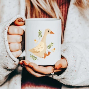 Tasse Gans Cottagecore Tasse Kaffeetasse Tiere - Becher für Kinder Wiese - Reisebecher für Kinder - Coffee Mug Herbst Ente