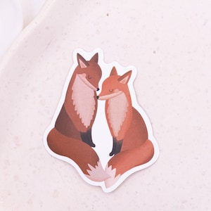 Sticker Füchse Liebe Vinyl Aufkleber Fuchs Hochzeit Paar - Fox Couple Sticker - Aufkleber Wasserflasche - Abziehbild Mini