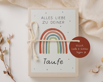 Geschenkschachtel zur Taufe Regenbogen Geldgeschenk zur Taufe - personalisiertes Taufgeschenk - Geschenkbox Täufling