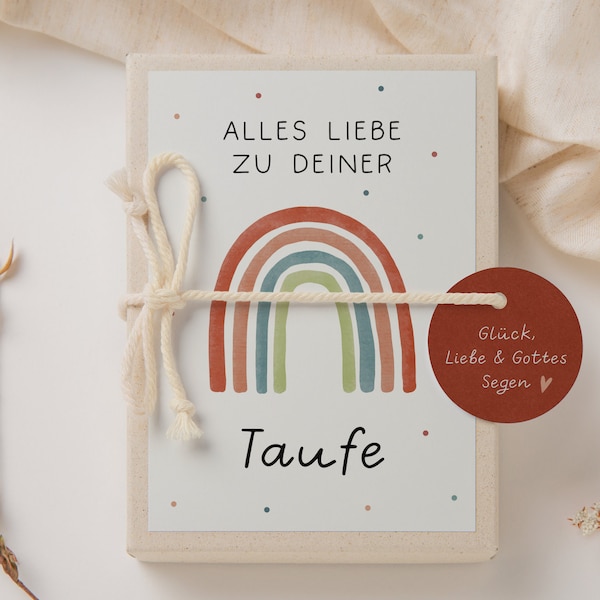 Geschenkschachtel zur Taufe Regenbogen Geldgeschenk zur Taufe - personalisiertes Taufgeschenk - Geschenkbox Täufling