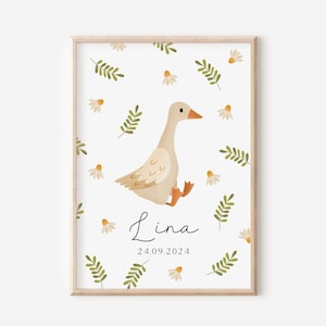Geburtsposter Gans Geburtsgeschenk Wiese - personalisiert Geschenk Geburt Gänse - Poster Kinderzimmer - Geburtstafel Geschenkidee Taufe