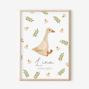 Birth poster goose birth gift meadow - personalized gift birth geese - poster children's room - birth board gift idea baptism