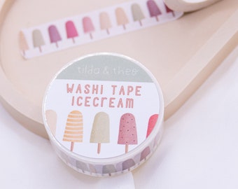 Washi Tape Ice Cream Adhesive Tape Ice Cream Summer - Funny Washi Tape - Masking Tape Bullet Journal Ice Cream on a Stick - Food Washi Summer Paper Tape