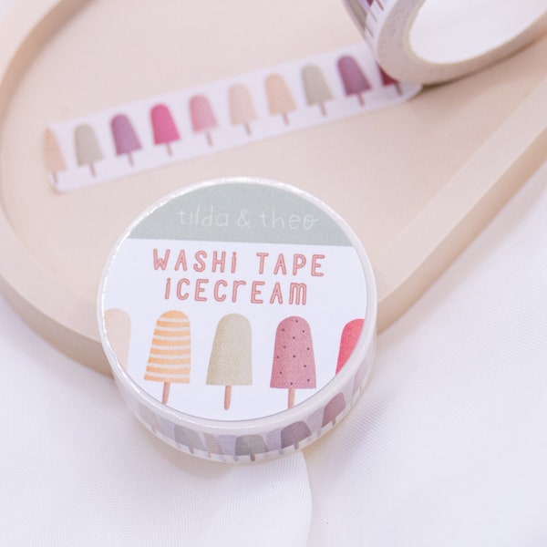 Washi Tape Eis Klebeband Eiscreme Sommer - Funny Washi Tape - Masking Tape Bullet Journal Eis am Stil - Essen Washi Sommer Papierband