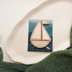 XL magnet ship made of wood gift baptism gift inauguration fridge magnet boat communion gift boat magnet image 9