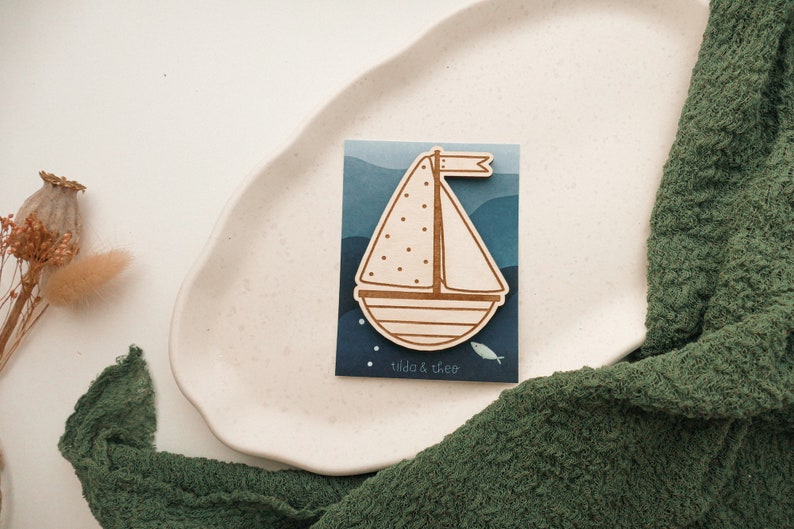 XL magnet ship made of wood gift baptism gift inauguration fridge magnet boat communion gift boat magnet image 9