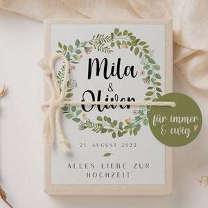 Geschenkschachtel Hochzeit Geldgeschenk Hochzeit Blumenkranz Geldgeschenk mit Namen des Brautpaars - personalisiertes Hochzeitsgeschenk