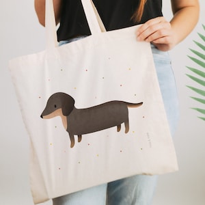 Fabric bag Dachshund dog dog breed jute bag pet library bag dogs gift bag dachshund confetti bag jute bag books image 6