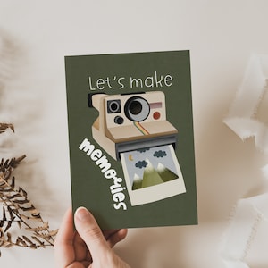 Postkarte Polaroid Kamera Reise Geschenkverpackung Reise - Grußkarte Abenteuer - Geschenk "let's make memories"  Abenteuer Postkarte