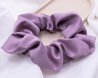 Scrunchie Satin Purple Hairband Blush Violet - hand sewn hair tie - ponytail holder silk hair tie hair-friendly scrunchie satin scrunchie