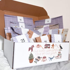 Adventskalender REISE ODER MOTIVMIX, Island, Schweden & Weihnachtsmotive - Geschenkbox Schreibwaren - Skandinavien Reisegeschenk Erwachsene