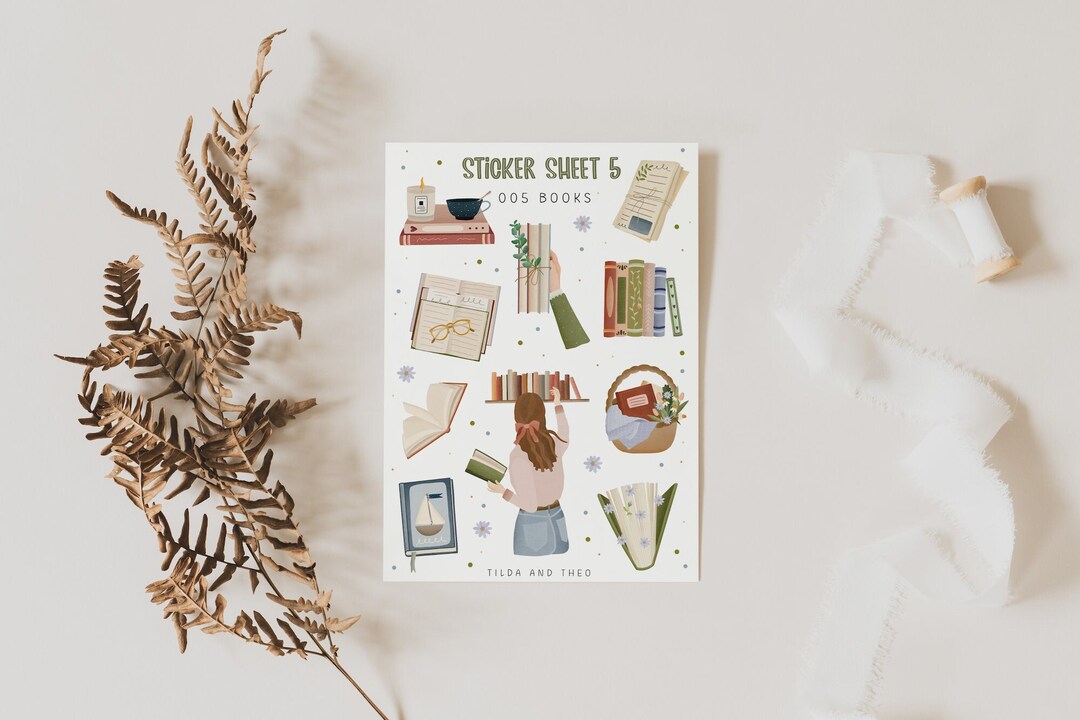 Sticker Sheet Book Shop A6 Sticker Sheet Books Stickers Etsy
