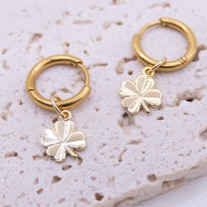 Earrings clover leaf earrings luck acrylic 18k gold plated clover - light stud earrings lucky clover - allergy-friendly gift idea earrings