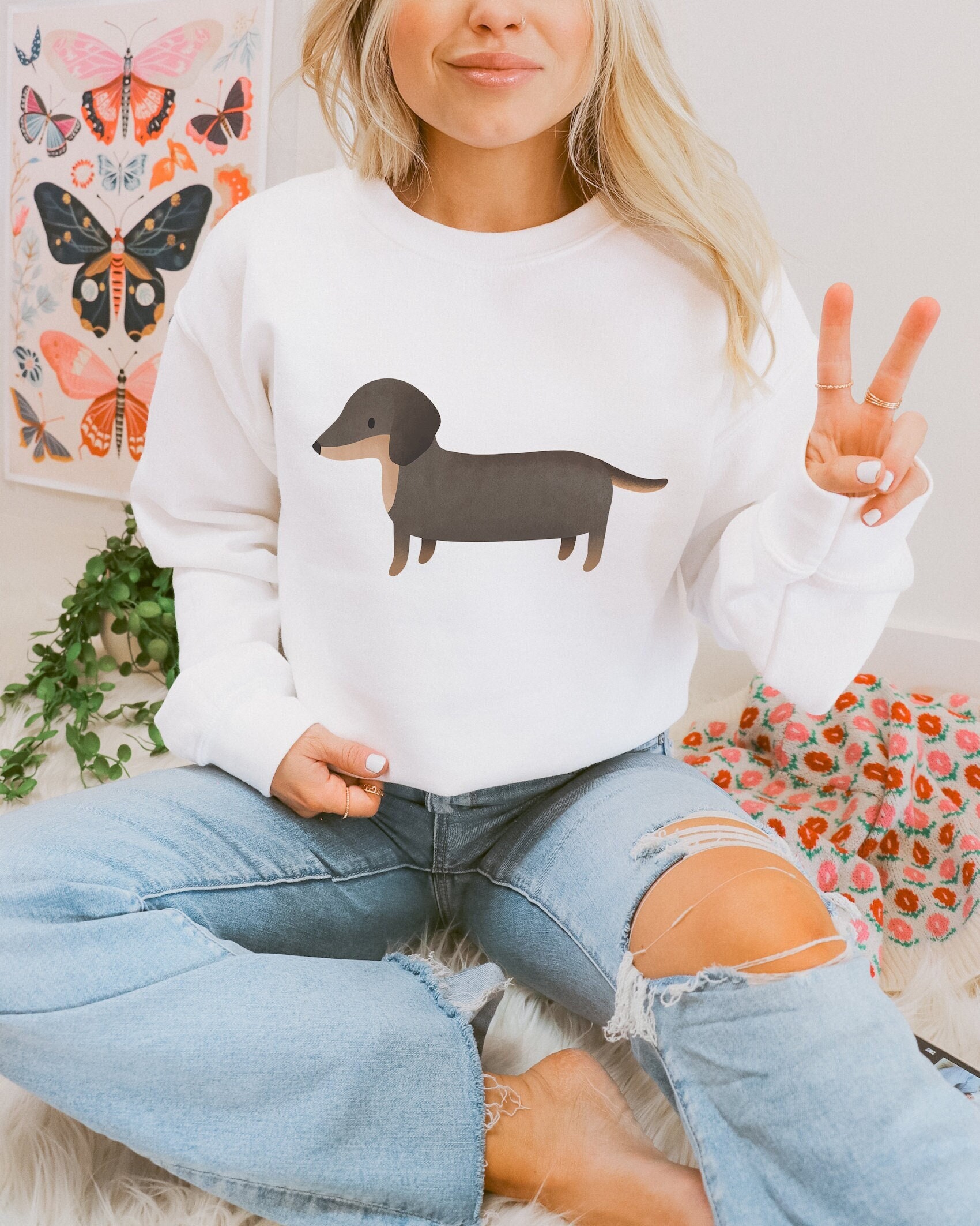 Sweater Dachshund Dog Cozy Sweater Dog Breed Gift Idea - Boho Clothing Dog Gift Dachshund Sweatshirt Cottagecore Dog