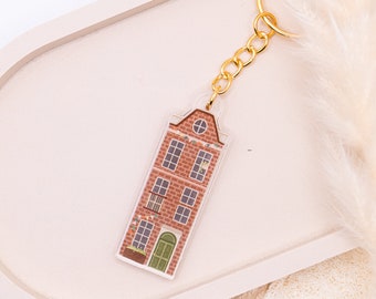 Keychain House Amsterdam Acrylic Gift Housewarming Canal House - Gift Apartment Housewarming - Key Netherlands Gift Key