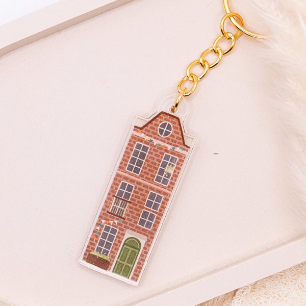 Schlüsselanhänger Haus Amsterdam Acryl Geschenk Einzug Grachtenhaus - Geschenk Wohnung Einzug - Schlüssel Niederlande Geschenk Schlüssel