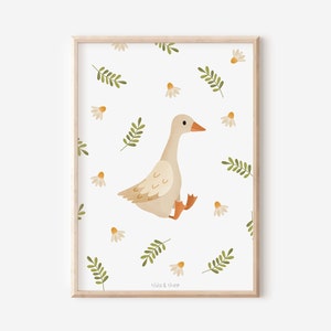 Poster Gans Kinderzimmer A4 / A3 Kinderposter Baby Gänse - Babyzimmer Poster - Poster Ente Kinderzimmer - Geschenk Geburt