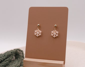 Earrings snowflake acrylic in gold winter allergy friendly stainless steel - lightweight earrings winter snow - gift idea earrings