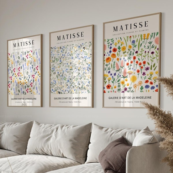 Ensemble de 3 Affiches Matisse | Set 3 posters Matisse flowers | Décoration murale | Wall art