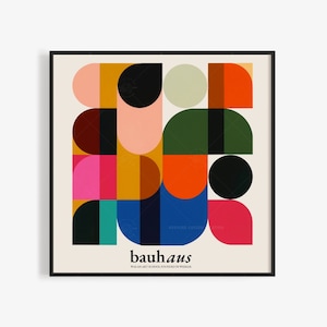 Poster Bauhaus moderno - Arte geometrica colorata, poster Bauhaus, poster di design d'interni, formato quadrato