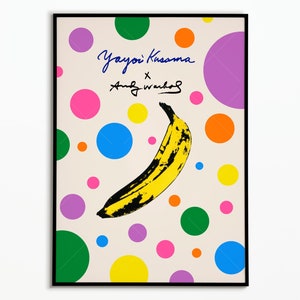 Pôster de Yayoi Kusama x Warhol 1982 | Pôster de Yayoi Kusama | Pôster decorativo | Pôster de arte