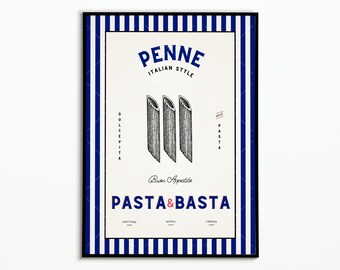 Vintage Italian Pasta Poster – Pasta Poster Kitchen Wall Art – A4 A3 A2 | Fine Art Print