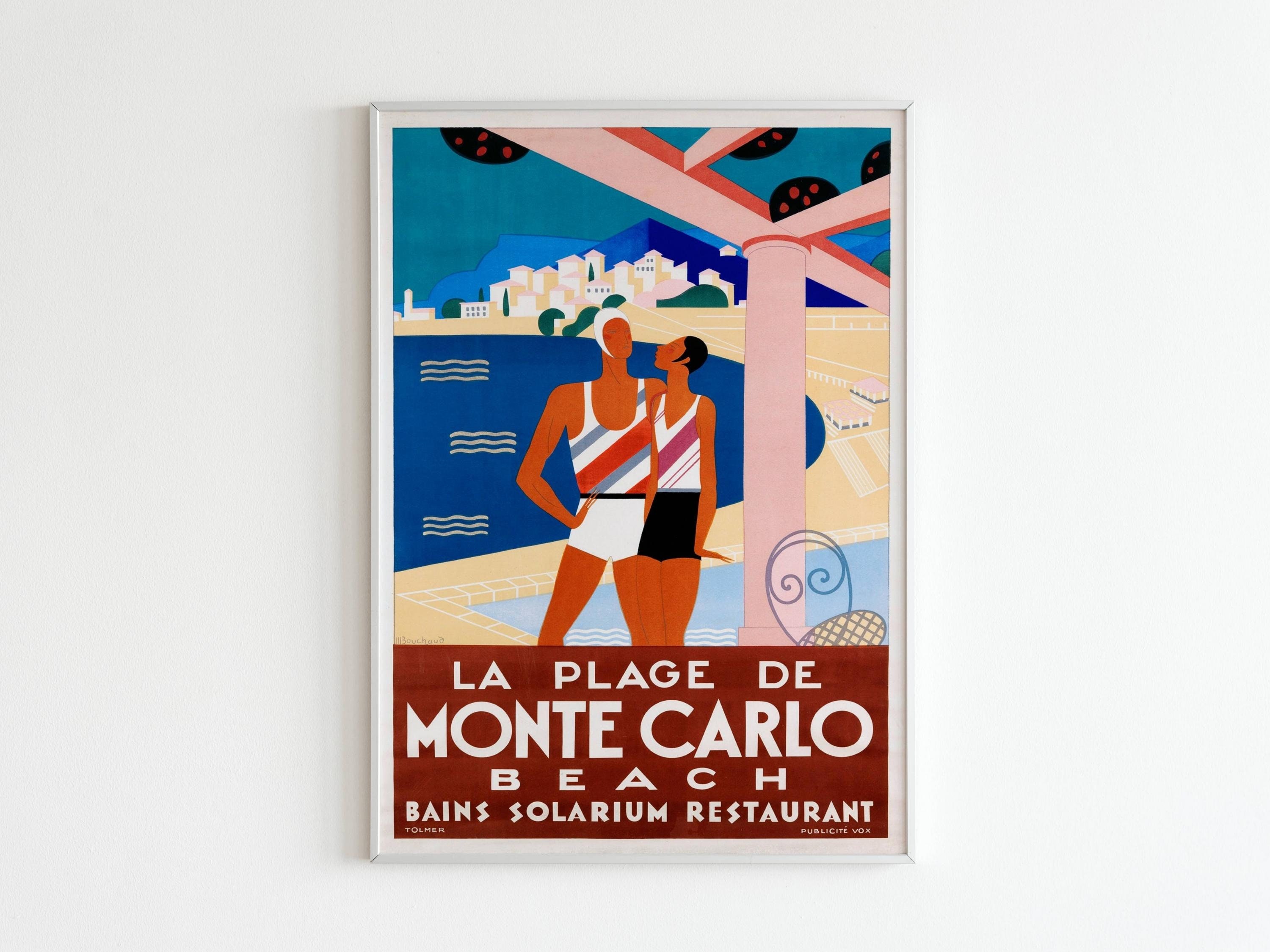 Affiche Vintage La Plage de Monte-Carlo