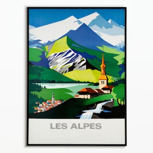 Vintage Poster The Alps | Vintage Poster montage | Travel Poster The Alps| Decoration Poster