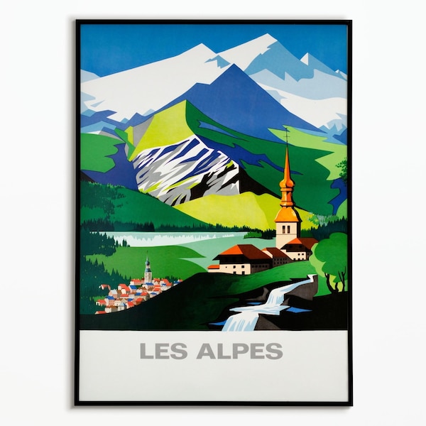 Vintage Poster The Alps | Vintage Poster montage | Travel Poster The Alps| Decoration Poster