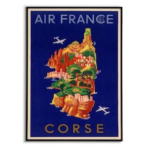 Póster Vintage Voyage Corse l'ile de beauté - Póster de Viaje Córcega - Decoración de interiores - Imprimir Póster