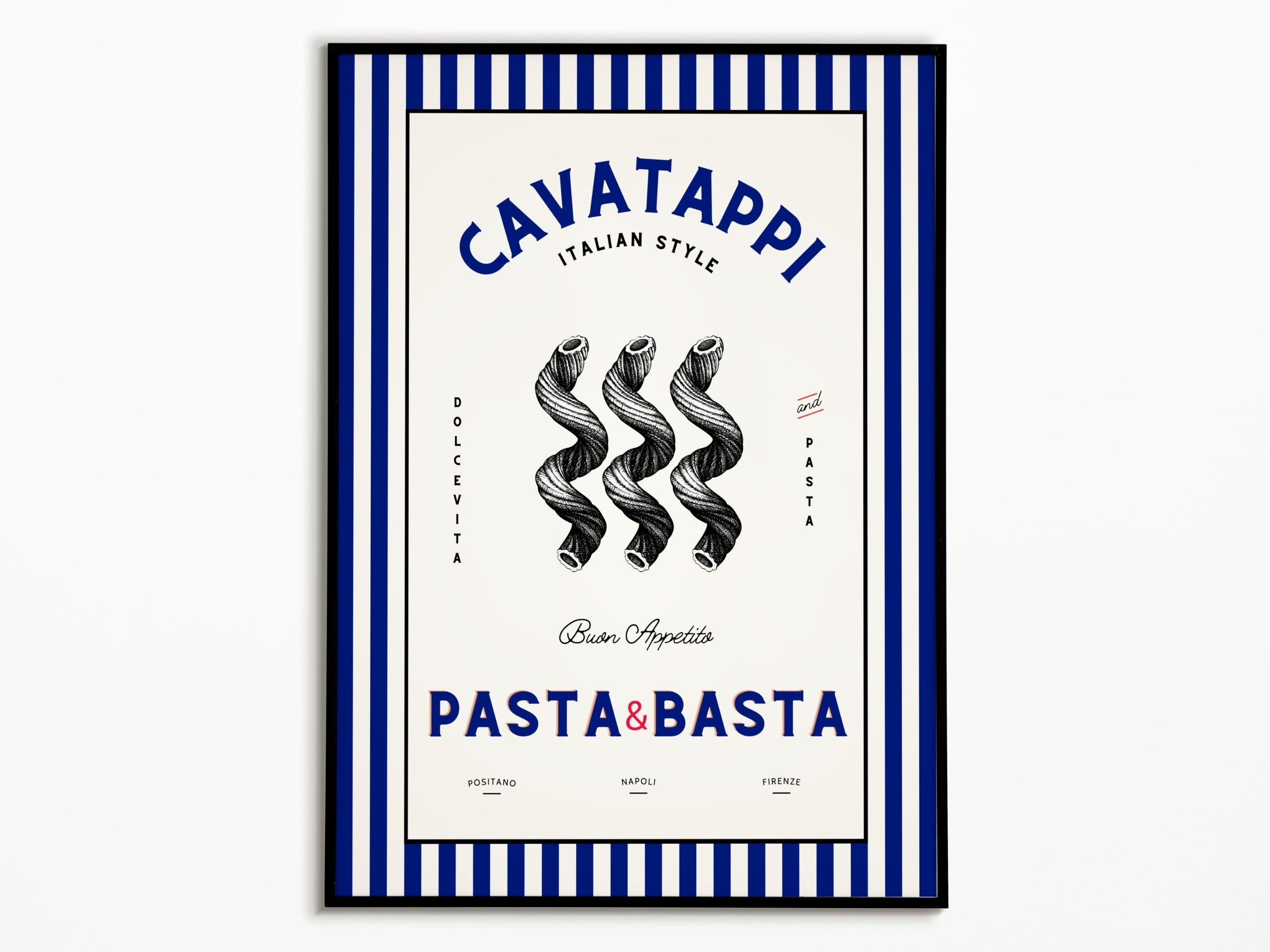 Affiche Cuisine Style Vintage Pâtes Italiennes - Affiche Décoration Pâtes Cavatappi Pasta Poster